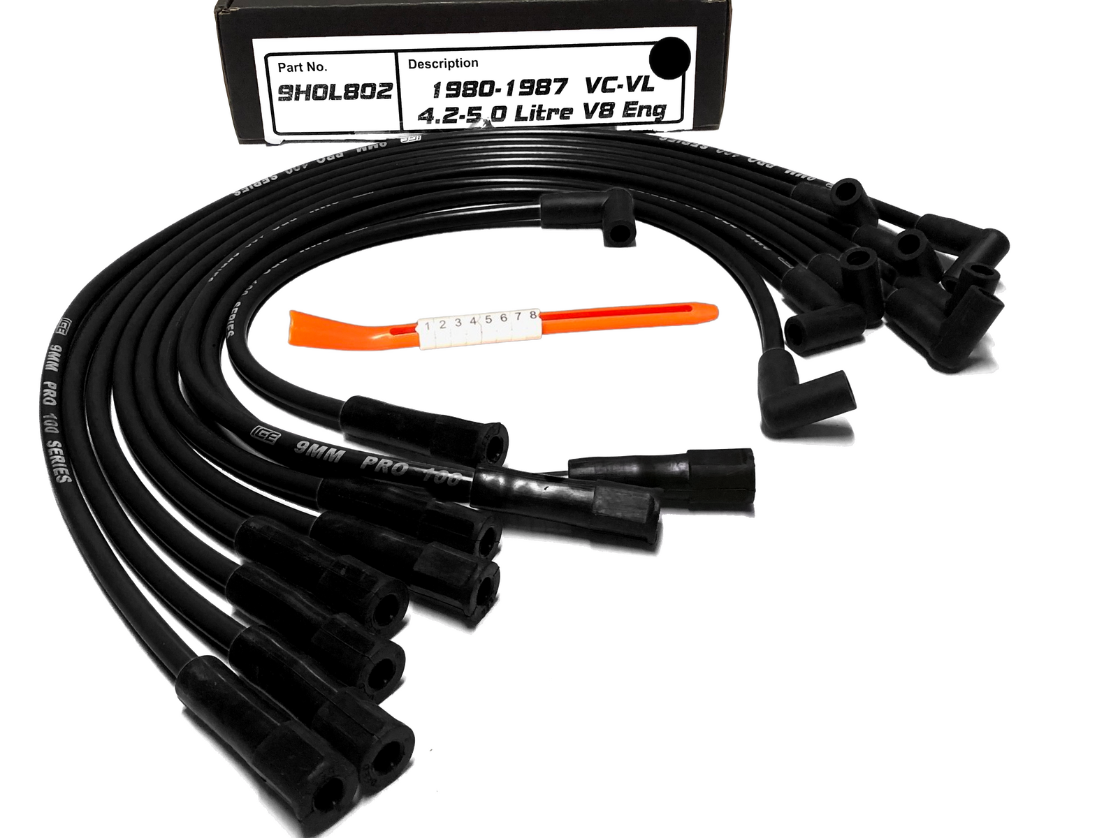 ICE PRO 100 9mm Spark Plug Leads For Ford V8 351 Cleveland – Black HEI Style