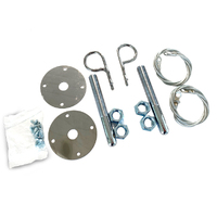 Hair Pin Bonnet Hold Down Safety Pins Pair Chrome Lock Universal Long Lanyard