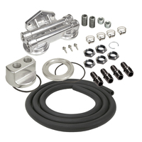 New TWIN DUAL REMOTE MOUNT OIL FILTER Fuel Adaptor Relocation Kit Bracket