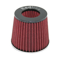 New Redline Pod Air Filter Conical Type 76mm Neck Carbon Fibre Look