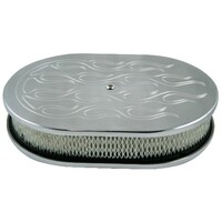 New Redline Air Filter Oval 12" 2" High Ball Milled Top Fits 2BBL & 4BBL Holley