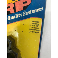 New ARP Black Engine Hex Nuts 1/2-20 Chrome Moly 16 pack 3/4" Hex