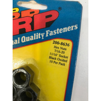 New ARP Black Engine Hex Nuts 7/16 - 20 Chrome Moly 10 pack 11/16" Hex