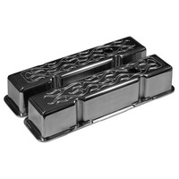 New Redline Rocker Valve Cover Aluminium Tall Flamed Fits Small Block Chev 350