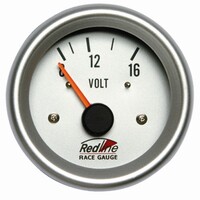 New Redline 2 5/8" Voltmeter Gauge 8-16 Volts Silver