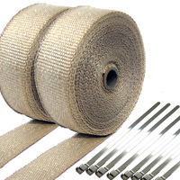 2 X ROLLS EXHAUST WRAP HEAT HEADER 2000F 50mm X 15m TAN NATURAL CREAM + 10 Ties