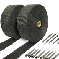 EXHAUST HEAT HEADER WRAP 2 X ROLLS 2000 F 50mm X 15m BLACK + 10 Ties