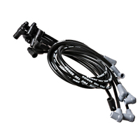 ICE PRO 100 9mm Ignition Spark Plug Leads V8 SB CHEV 327 350 Over Rocker Cover HEI Distributor Cap 90° Black