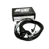 ICE PRO 100 9mm Ignition Spark Plug Leads V8 SB CHEV 327 350 Around Rocker Covers 90° HEI Distributor Cap Black