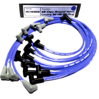 ICE PRO 100 9mm Ignition Spark Plug Leads V8 SB CHEV 327 350 Around Rocker Covers 90° HEI Distributor Cap Blue