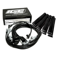 ICE PRO 100 9mm Ignition Spark Plug Leads V8 SB CHEV 327 350 Around Rocker Covers HEI Distributor Cap Black + Heat Sleeves
