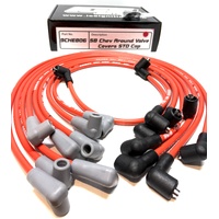 ICE PRO 100 9mm Ignition Spark Plug Leads V8 SB CHEV 350 Around Rocker Covers Female Distributor Cap Red