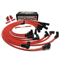ICE PRO 100 9mm Ignition Spark Plug Leads V8 SB CHEV 327 350 Around Rocker Covers 90° HEI Distributor Cap Red + Mounts