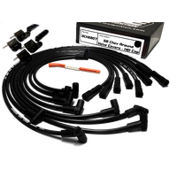 ICE PRO 100 9mm Ignition Spark Plug Leads V8 SB CHEV 327 350 Around Rocker Covers 90° HEI Distributor Cap Black + Mounts