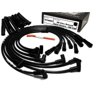 ICE PRO 100 9mm Ignition Spark Plug Leads V8 SB CHEV 327 350 Around Rocker Covers 90° HEI Distributor Cap Black + Heat Sleeves
