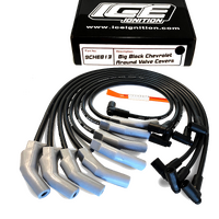 ICE PRO 100 9mm Ignition Spark Plug Leads V8 BB CHEV 396 454 Around Rocker Covers HEI Distributor Cap Black