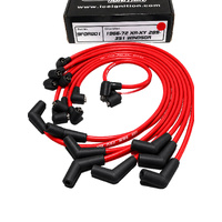 ICE PRO 100 9mm Ignition Spark Plug Leads V8 289-302 Windsor Over Rocker Covers Red Female Distributor Cap