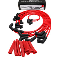 ICE PRO 100 9mm Ignition Spark Plug Leads V8 289-302 Windsor Over Rocker Covers Red Female Distributor Cap + Heat Sleeves