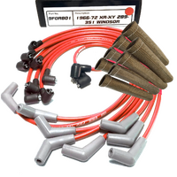 ICE PRO 100 9mm Ignition Spark Plug Leads V8 289-302 Windsor Over Rocker Covers Red Female Distributor Cap + Heat Sleeves