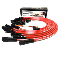 ICE PRO 100 9mm Ignition Spark Plug Leads V8 351 Cleveland Female Distributor Cap Over Rocker Covers Red