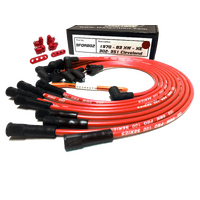 ICE PRO 100 9mm Ignition Spark Plug Leads V8 351 Cleveland Female Distributor Cap Over Rocker Covers Red + Mounts