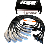 ICE PRO 100 9mm Ignition Spark Plug Leads V8 351 Cleveland Around Rocker Covers Black HEI MSD Distributor Cap 