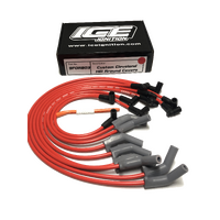 ICE PRO 100 9mm Ignition Spark Plug Leads V8 351 Cleveland Around Rocker Covers Red HEI MSD Distributor Cap