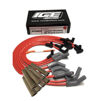 ICE PRO 100 9mm Ignition Spark Plug Leads V8 351 Cleveland Around Rocker Covers Red HEI MSD Distributor Cap + Heat Sleeves
