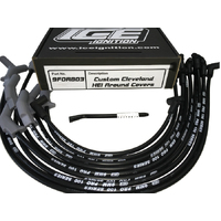 ICE PRO 100 9mm Ignition Spark Plug Leads V8 351 Cleveland HEI MSD Distributor Cap Black Around Rocker Covers + Mounts