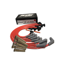 ICE PRO 100 9mm Ignition Spark Plug Leads V8 289-302 Windsor Around Rocker Covers Red HEI MSD Distributor Cap + Heat Sleeves