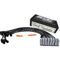 ICE PRO 100 9mm Ignition Spark Plug Leads V8 351 Cleveland Around Rocker Covers Black Female Distributor Cap