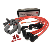 ICE PRO 100 9mm Ignition Spark Plug Leads V8 351 Cleveland Around Rocker Covers Red Female Distributor Cap + Mounts