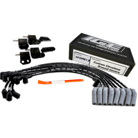 ICE PRO 100 9mm Ignition Spark Plug Leads V8 351 Cleveland Around Rocker Covers Black Female Distributor Cap + Mounts