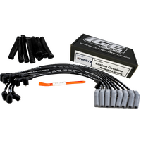 ICE PRO 100 9mm Ignition Spark Plug Leads V8 351 Cleveland Around Rocker Covers Black Female Distributor Cap + Heat Sleeves