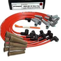 ICE PRO 100 9mm Ignition Spark Plug Leads V8 302-351 Windsor Around Rocker Covers Red Female Distributor Cap + Heat Sleeves