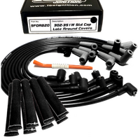 ICE PRO 100 9mm Ignition Spark Plug Leads V8 302-351 Windsor Around Rocker Covers Black Female Distributor Cap + Heat Sleeves