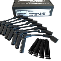 ICE PRO 100 9mm Ignition Spark Plug Leads V8 Holden Commodore 06-13 VE VF LS3 L77 Black + Heat Sleeves