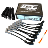ICE PRO 100 9mm Ignition Spark Plug Leads V8 Commodore LS1 LS2 LS3 Series Black + Heat Sleeves