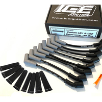 ICE PRO 100 9mm Ignition Spark Plug Leads Commodore Chev LS1 LS2 LS76 L77 L98 LS3 LSA Black + Heat Sleeves