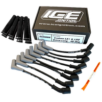 ICE PRO 100 9mm Ignition Spark Plug Leads V8 Commodore LS1 LS2 LS3 Black + Heat Sleeves