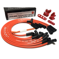 ICE PRO 100 9mm Ignition Spark Plug Leads V8 Holden HT-VL Around Rocker Covers HEI MSD Distributor Cap Red + Mounts