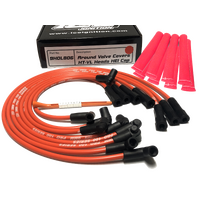 ICE PRO 100 9mm Ignition Spark Plug Leads V8 Holden HT-VL Around Rocker Covers HEI MSD Distributor Cap Red + Heat Sleeves