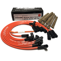ICE PRO 100 9mm Ignition Spark Plug Leads V8 Holden HT-VL Around Rocker Covers HEI MSD Distributor Cap Red + Heat Sleeves