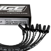 ICE PRO 100 9mm Ignition Spark Plug Leads V8 Holden Around Rocker Covers VN-VT HEI MSD Distributor Cap Black