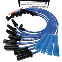ICE PRO 100 9mm Ignition Spark Plug Leads V8 Holden 308 253 Female Distributor Cap Around Rocker Covers Blue + Heat Sleeves