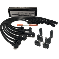 ICE PRO 100 9mm Ignition Spark Plug Leads V8 Holden 308 253 Female Distributor Cap Around Rocker Covers Black + Mounts
