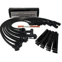 ICE PRO 100 9mm Ignition Spark Plug Leads V8 Holden 308 253 Female Distributor Cap Around Rocker Covers Black + Heat Sleeves