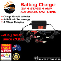 NEW JAYLEC HEAVY DUTY BATTERY CHARGER 12V 4 STAGE 4 AMP AUTOMATIC SWITCHING
