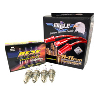 Eagle 8mm Ignition Spark Plug Leads Fit 4cyl Hyundai Excel Sprint X3 S Coupe 12V 1.5L FI SOHC 1994-98 Red w/ Plug