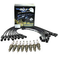 Eagle 9mm Ignition Spark Plug Leads Fit V8 FORD CLEVELAND 302 351 BLACK + PLUGS